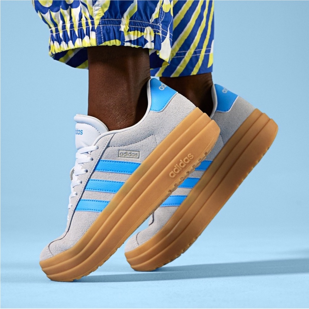 Adidas VL Court Bold Sneaker In Gray/ Blue 6.5